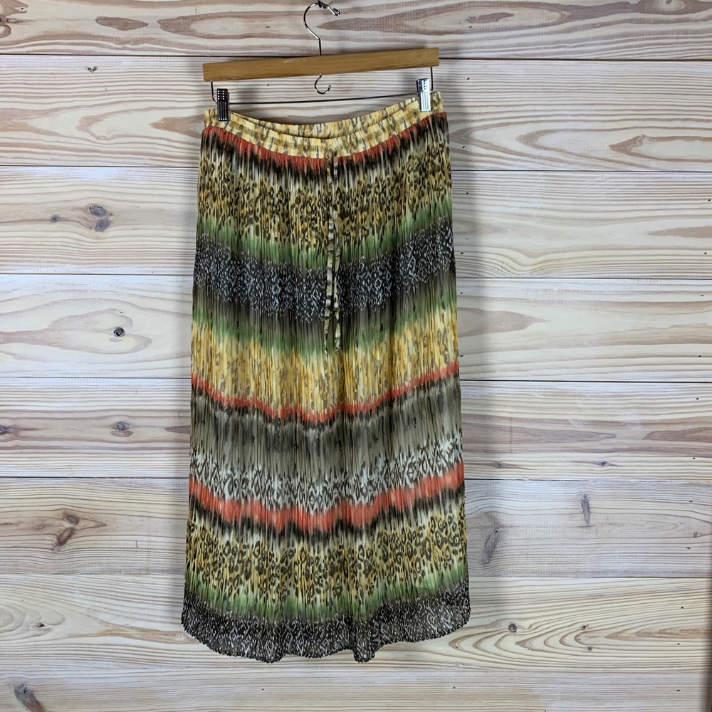 Alfred Dunner Broom‎ Skirt Womens 16 Multicolor Animal Print Pleated Maxi Boho
